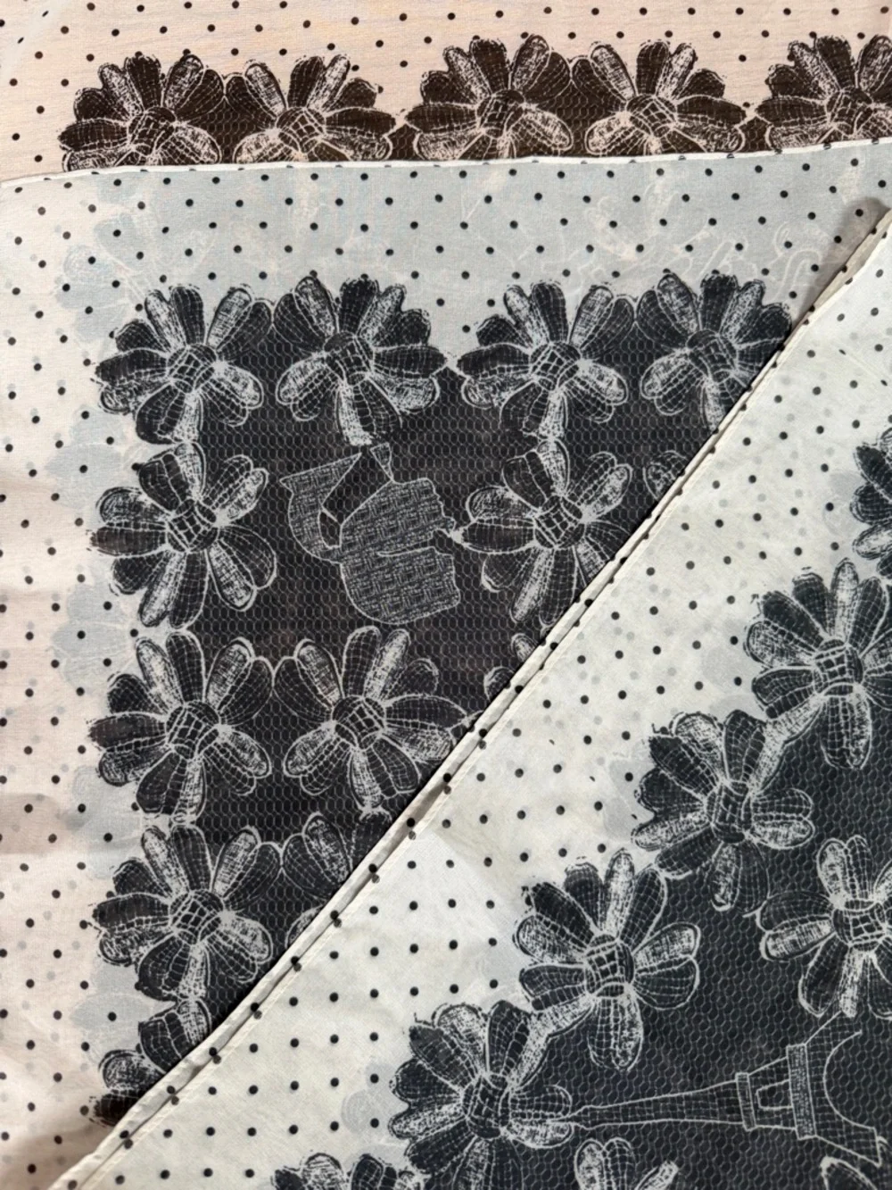 Karl Lagerfeld Black & Cream Floral and‎ Eiffel Tower Scarf